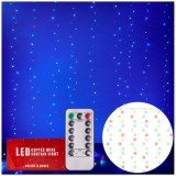 Instalatie LED multicolora tip perdea 3 x 3m, USB 5V, cu telecomanda, Oem