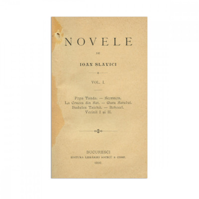 Ioan Slavici, Nuvele, Vol. I, 1892 foto