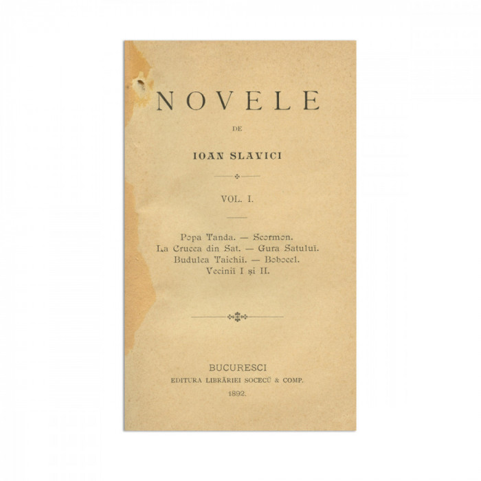 Ioan Slavici, Nuvele, Vol. I, 1892