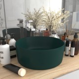 vidaXL Chiuvetă baie lux verde &icirc;nchis mat 40x15 cm ceramică rotund