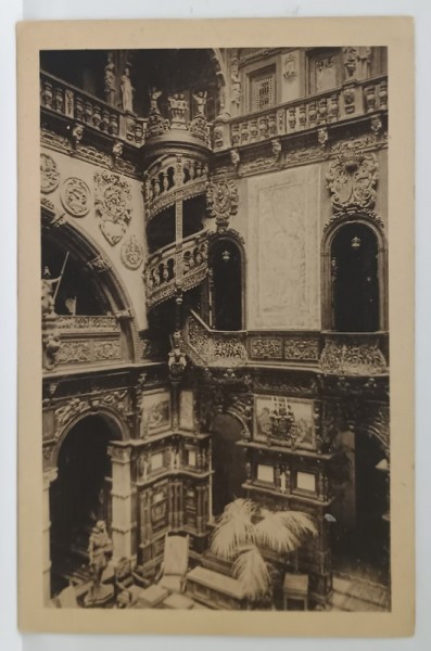 HALL , CASTEL PELES , SINAIA , CARTE POSTALA , INTERBELICA