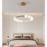Lustra Suspendata LED Acril Nova 57W cu Telecomanda, Dimabila, 3000K/4000K/6000K, Auriu, Metal si Acril ModernLight Concept
