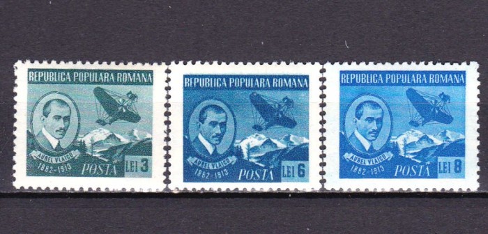 ✅RO 1950 LP 269 &quot; Aurel Vlaicu &quot; , serie , MH ( sarniera )