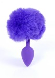 B-Series Plug-Jewellery Bunny Tail Mov, Plug anal Silicon, Coada detasabila Mov, 6.5cm, Incepatori