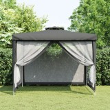 Foișor cu acoperiș dublu, antracit, 3x3x2,68 m, material textil