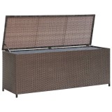 Lada Depozitare Gradina Ratan PE Maro 120x50x60cm Impermeabila Cufar Perne Jucarii