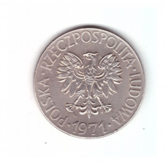 Moneda Polonia 10 zlotych/zloti 1971, varianta mica, curata, stare foarte buna