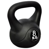 Kettlebell 8kg vidaXL, Greutate tip bilă cu m&acirc;ner, Beton invelis Plastic, Fitness, Gantere haltere, Antrenament Forță