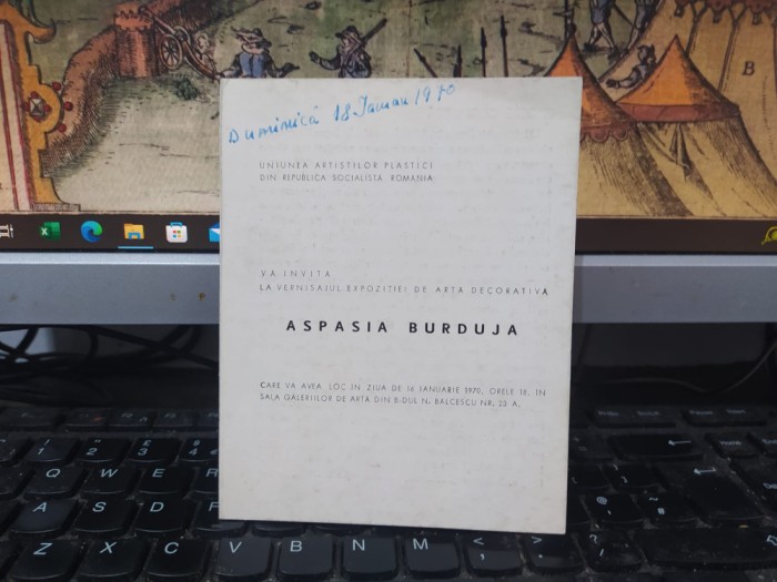 Aspasia Burduja, pliant expoziția de artă decorativă Galeria Orizont 1970, 196
