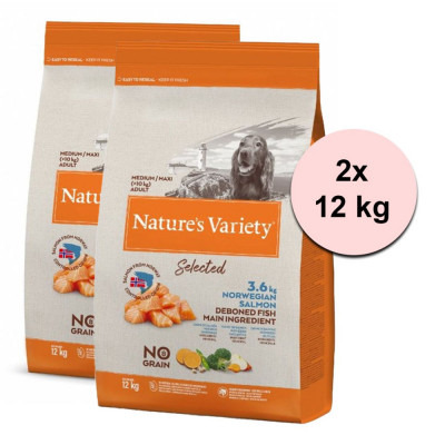 Nature&amp;amp;#039;s Variety Dog Selected Medium No Grain Salmon 2 x 12 kg foto