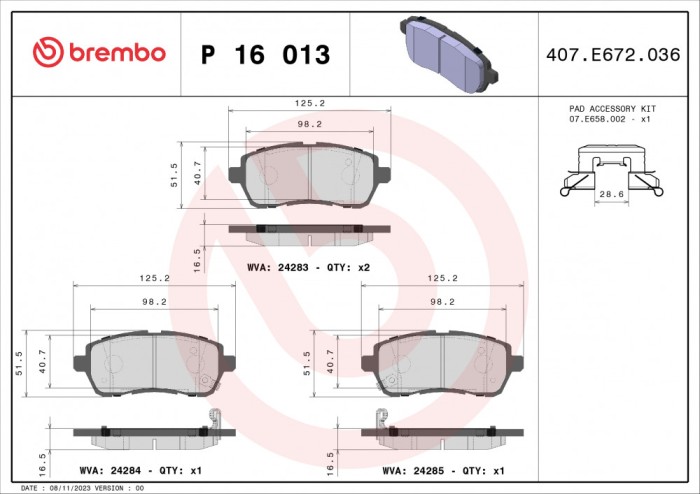 BREMBO P 16 013 PRIME LINE set placute frana,frana disc