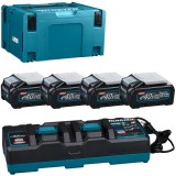 Makita 191U28-6 XGT - Set 4 acumulatori si incarcator Li-Ion 40 V 4 Ah valiza speciala