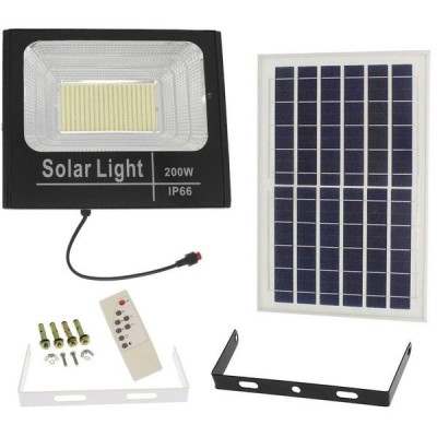 Proiector LED-uri alb rece 200W cu panou solar Jortan,si telecomanda inclusa foto