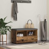vidaXL Bancă pentru hol cu pernă cu sertar Lemn vechi 80 x 38 x 46 cm 891462