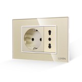 Cumpara ieftin Priza Schuko + Universala Italiana cu Rama din Sticla LUXION, Standard Italian, 3M SmartElectro IntelligentHouse