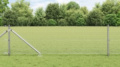 vidaXL Gard din plasă sudată cu 7 st&acirc;lpi cu v&acirc;rfuri 0.4x10 m Oțel galvanizat