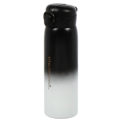 Sticla termos metalica Pufo Vitality pentru bauturi, izoterm, 500 ml, negru/alb foto