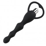 Bile Anale cu Glont Vibrator Silicon Negru 17 cm Passion Labs