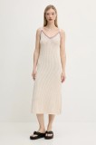 Rip Curl rochie din bumbac CALA VADELLA culoarea bej, midi, dreaptă, 06HWDR