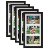 Rame foto 3D, 5 buc., negru, 18x35 cm pentru 3x(10x15 cm) foto