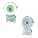 Mini ventilator 2in1 HB9906, silentios, lampa, 2 culori