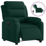 Cumpara ieftin Fotoliu rabatabil electric, verde inchis, catifea