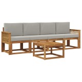 vidaXL Set de canapele de exterior 5 pcs Natural și gri deschis 3384977