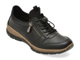 Pantofi sport RIEKER negri, N32G0, din piele naturala