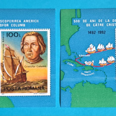 TIMBRE ROMANIA LP1297/1992- 500ani descoperirea Americii - 2 Colita dant. MNH