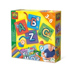 Set creativ, Invat literele cu plastilina, 27 cartonase litere, 6 culori plastilina, +3 ani