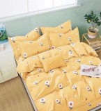 Cumpara ieftin Lenjerie de pat pentru o persoana cu husa elastic pat si fata perna patrata, Itaca, bumbac mercerizat, multicolor