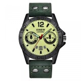 Cumpara ieftin Ceas Barbatesc Xinew Verde Calendar, Curea Piele Ecologica, Quartz, Analog, Sport-Elegant, Garantie 24 Luni
