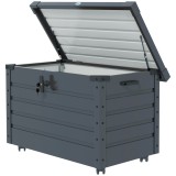 Outsunny Ladă de Grădină de 295L cu &Icirc;ncuietoare, 2 M&acirc;nere și 4 Rotile, Mobilier Depozitare din Oțel, 100x62x65 cm, Gri | Aosom Romania