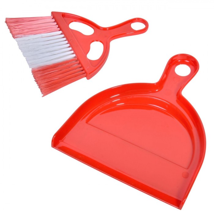 Set Faras &amp; Perie, Plastic, Culoare Rosu