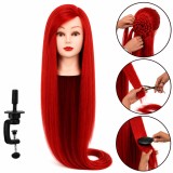 Manechin coafura Iza 80 cm, par sintetic termorezistent rosu, cu suport masa, pentru antrenament frizerie Enzo
