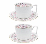 Serviciu din Portelan fosfatic, ROMANCE, 2 Cesti si Farfurii, 250 ml