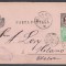 ROMANIA 1890 INTREG POSTAL CARTE POSTALA 5 BANI NEGRU FRANCAT CU 5 BANI VERDE CIFRA IN PATRU COLTURI CIRCULAT BUCURESTI-MILANO