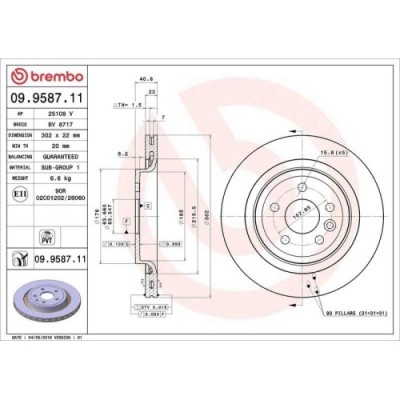 Set disc frana Volvo S60 2 (134) 04.10-12.19, S80 2 (124) 03.06-12.16, V60 I (155) 07.10-12.18, V60 I Cross Country (157) 09.10-12.18, V70 3 (135) 04 foto