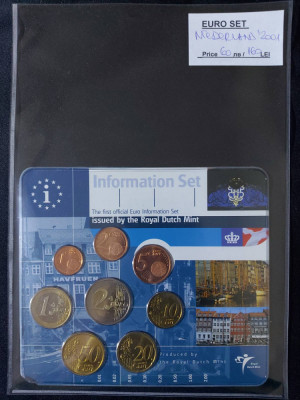 Olanda 2001 - Set complet de euro bancar de la 1 cent la 2 euro - 8 monede foto