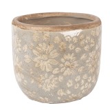 Ghiveci flori ceramica gri maro &Oslash; 10x9 cm