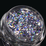 Pigment fulgi glitterati pentru machiaj si body art PK157(argintiu holografic) KAJOL Beauty&trade;,