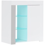 HOMCOM Dulap pentru Sufragerie cu Lumini LED, 3 Rafturi Deschise și un Dulăpior cu 2 Niveluri, 75x40,1x83 cm, Alb | Aosom Romania