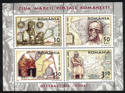 ROMANIA 2006 - Ziua marcii postale - Istorie, Decebal / bloc MNH foto