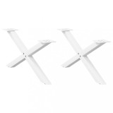 VidaXL Picioare pentru măsuță de cafea &icirc;n formă de X, 2 buc., alb, 70x(30-31) cm, oțel