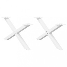 vidaXL Picioare pentru măsuță de cafea &icirc;n formă de X, 2 buc., alb, 70x(30-31) cm, oțel 4012885