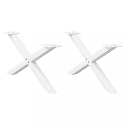 vidaXL Picioare pentru măsuță de cafea &amp;icirc;n formă de X, 2 buc., alb, 70x(30-31) cm, oțel 4012885 foto