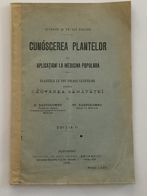 Cunoasterea (cunoascerea) plantelor cu aplicatiuni la medicina populara 1906 foto