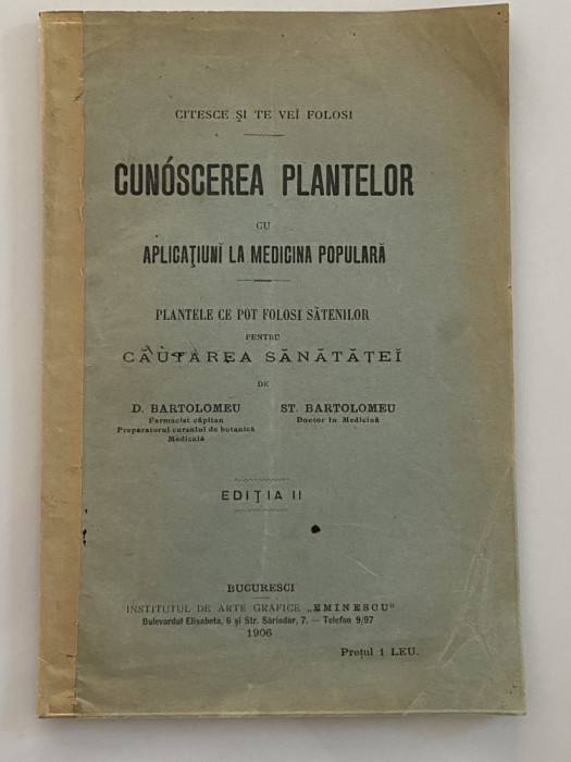 Cunoasterea (cunoascerea) plantelor cu aplicatiuni la medicina populara 1906