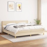 Gossi pat box spring cu saltea, crem, 200x200 cm, textil