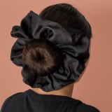 Scrunchie Elastic Par Textil Negru XXL - Voluminoasă și Moale, CMCLASS